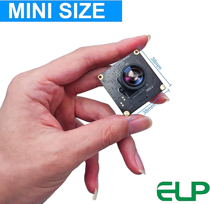 ELP High Speed Wide Angle Global Shutter USB Camera Module for Computer 1080P Mini UVC USB2.0 Webcam Board with 120degree No Distortion Lens AR0234 High Frame 90fps Web PC Camera Board for Laptop-DeskLoop Office
