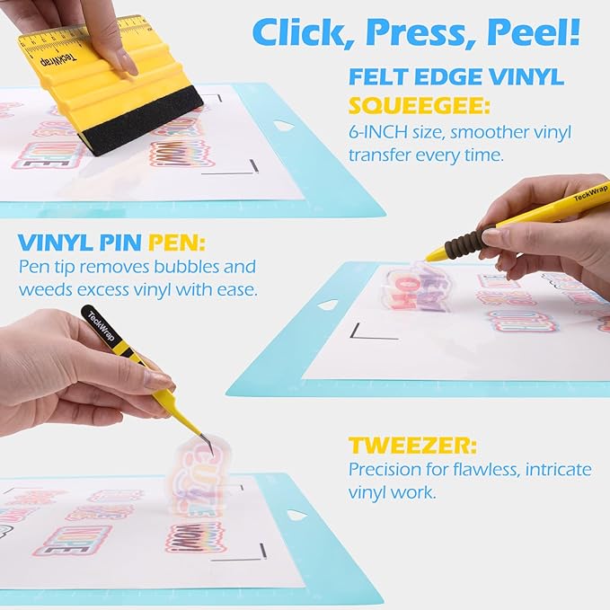 TECKWRAP Printable Vinyl Sticker Paper, (MatteGlossyTransparent) Inkjet Printable Sticker Vinyl, A4 30PCS Photo Paper for Craft, Stickers, Labels All-in-One Tools & Accessories Bundle Kit-DeskLoop Office