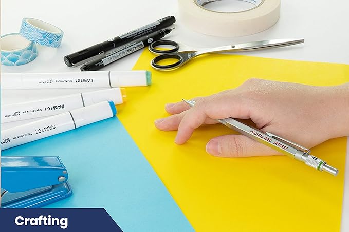 Pacific Arc Chromagraph Metal Mechanical Pencil .7 mm Silver Barrel Mechanical Pencil with Built In Lead Pencil Grade Indicator, Lead Pencil Holder for Drafting, Sketching, and Drawing-DeskLoop Office