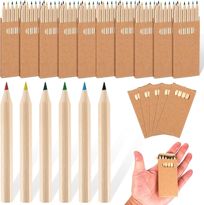 Faccito 10 Packs Mini Drawing Colored Pencils for Kids 3.5 Inch Portable Short Fat 6 Different color Pre Sharpened Pencils in Bulk for Children Painting Classroom School Supplies-DeskLoop Office