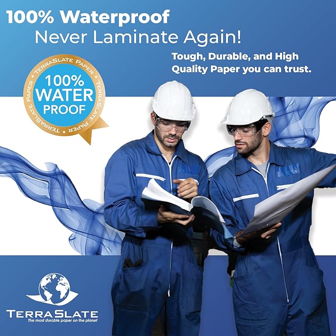 TerraSlate Premium Waterproof Paper, 5 MIL 8.5” x 11”, Laser Printer & Copy Machine Compatible, Durable & Rain/Weather-Proof Copy Paper, White Paper (250 Sheets)-DeskLoop Office