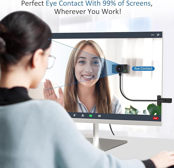 Webcam 1080P for PC, Eye Contact Webcam for Desktop Computer (Grey)-DeskLoop Office