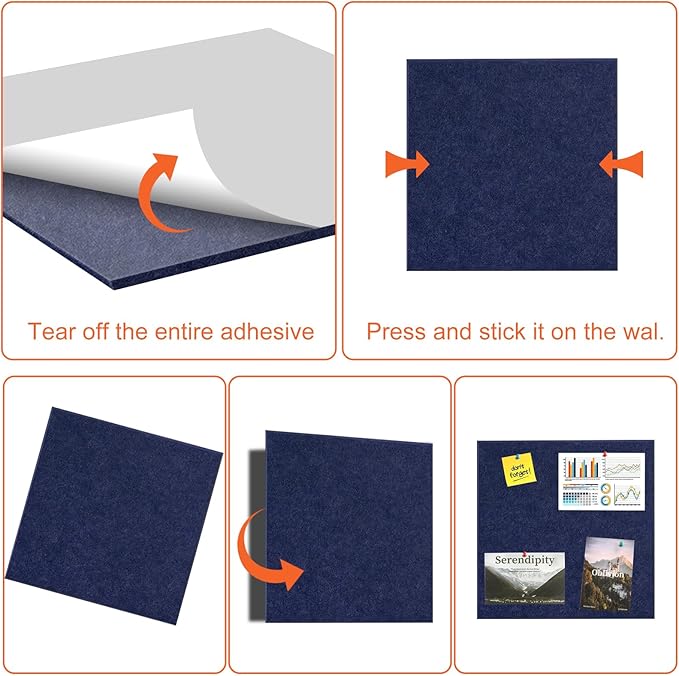 Cork Boards for Walls 48" x 36" Felt Board Alternative, 12 Pack Felt Wall Tiles Bulletin Board, Large Cork Board for Office Pin Board Tack Board Cork Boards-DeskLoop Office