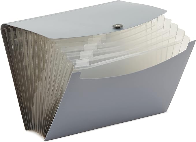 Amazon Basics Expanding Organizer File Folder, Letter Size - Black & Gray, 2-Pack-DeskLoop Office