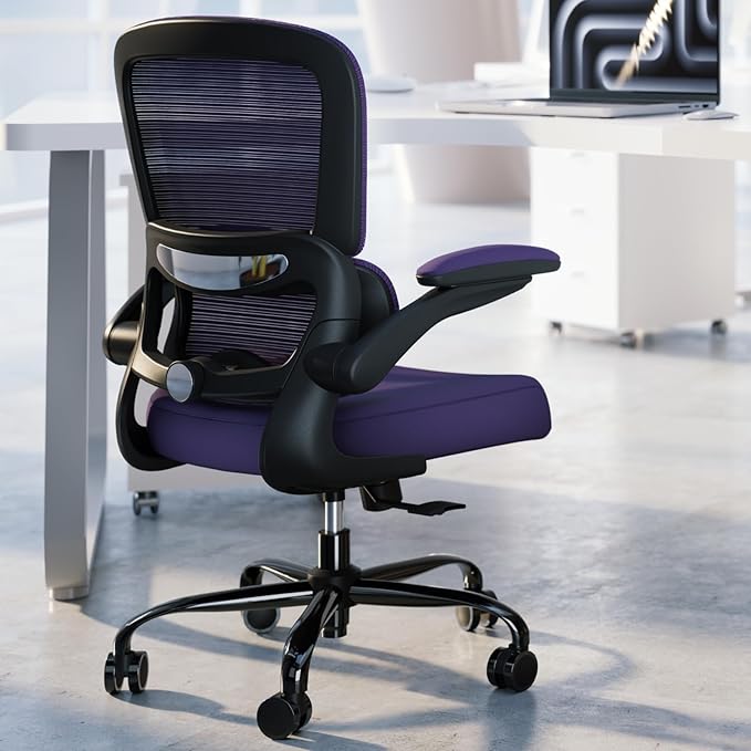 Office Chair - Ergonomic Desk Chair with Adjustable Lumbar Support, Mesh Computer Chair, Executive Chair for Home Office Comfortable Lumbar Support (Violet)-DeskLoop Office