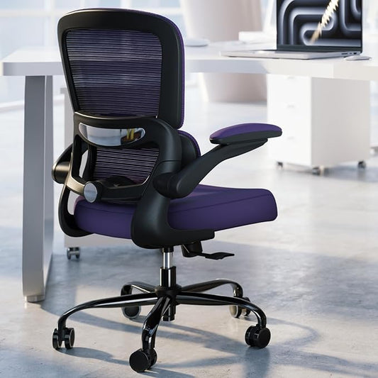 Office Chair - Ergonomic Desk Chair with Adjustable Lumbar Support, Mesh Computer Chair, Executive Chair for Home Office Comfortable Lumbar Support (Violet)-DeskLoop Office