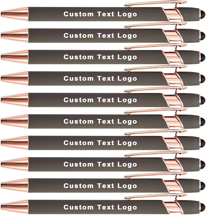 Custom Engraved Ballpoint Pens Bulk, Personalized with Name/Logo, Black or Blue Ink, Smooth Writing for Office, School, Business, Church, Reunion 50 Pcs Grey-DeskLoop Office