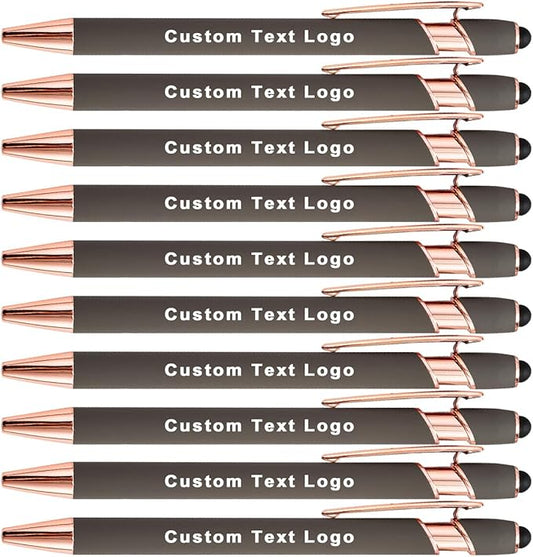 Custom Engraved Ballpoint Pens Bulk, Personalized with Name/Logo, Black or Blue Ink, Smooth Writing for Office, School, Business, Church, Reunion 100 Pcs Grey-DeskLoop Office