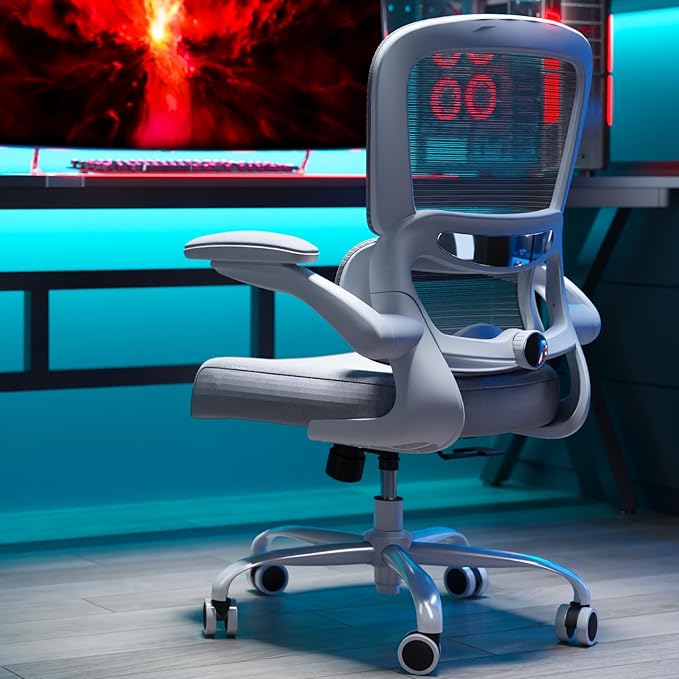 Office Chair - Ergonomic Desk Chair with Adjustable Lumbar Support, Mesh Computer Chair, Executive Chair for Home Office Comfortable Lumbar Support(Grey)-DeskLoop Office