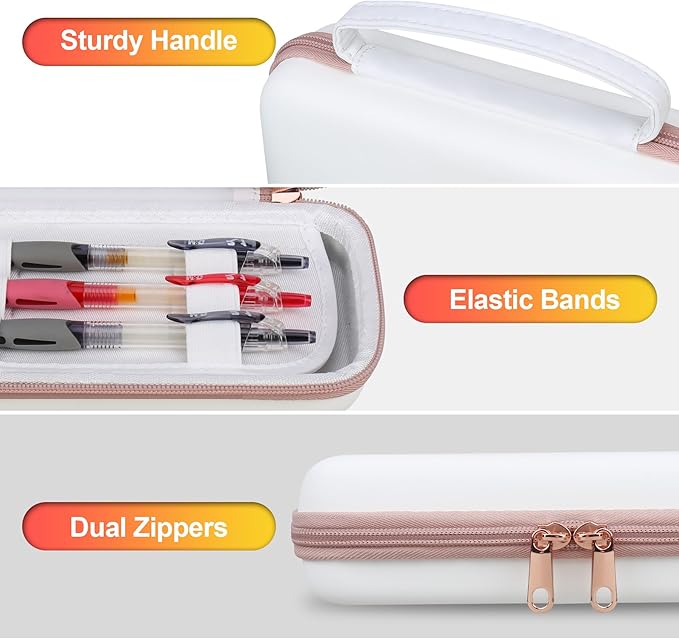 BOVKE Calculator Case for Texas Instruments TI-Nspire CX II CAS/CX II/CX CAS/CX Color Graphing Calculator and More - Extra Mesh Pocket for USB Cables and Other Accessories, White-DeskLoop Office