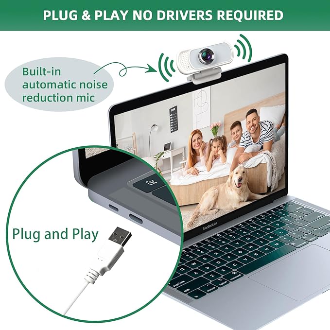 Full HD 1080P Webcam with Privacy Shutter and Tripod, Pro Streaming Web Camera with Microphone, Widescreen USB Computer Camera for Laptop Desktop-DeskLoop Office