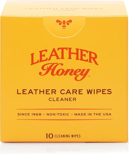 Leather Honey Leather Cleaner Wipes: Clean Leather On-The-Go. Cleaning Wipes for Leather, Faux & Vinyl - Couches, Car Seats, Purses, Shoes, Bags & Tack. Safe for Any Color. 10 Non-Toxic, Ready-to-Use-DeskLoop Office