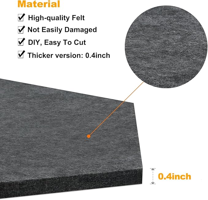 12" Large Bulletin Board with 30 Push Pins, Pack of 8 Hexagon Felt Pin Board Notice Boards for Home Office Kitchen, Felt Wall Tiles for Photos Memos