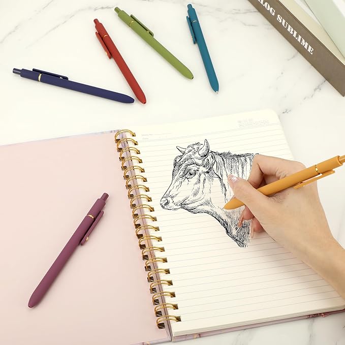 Ddaowanx Gel Pens, 6 Pcs 0.5mm Quick Dry Black Ink Pens Fine Point Smooth Writing Pens, Office Desk Accessories for Women(6 Pcs Vintage-Black Ink)-DeskLoop Office