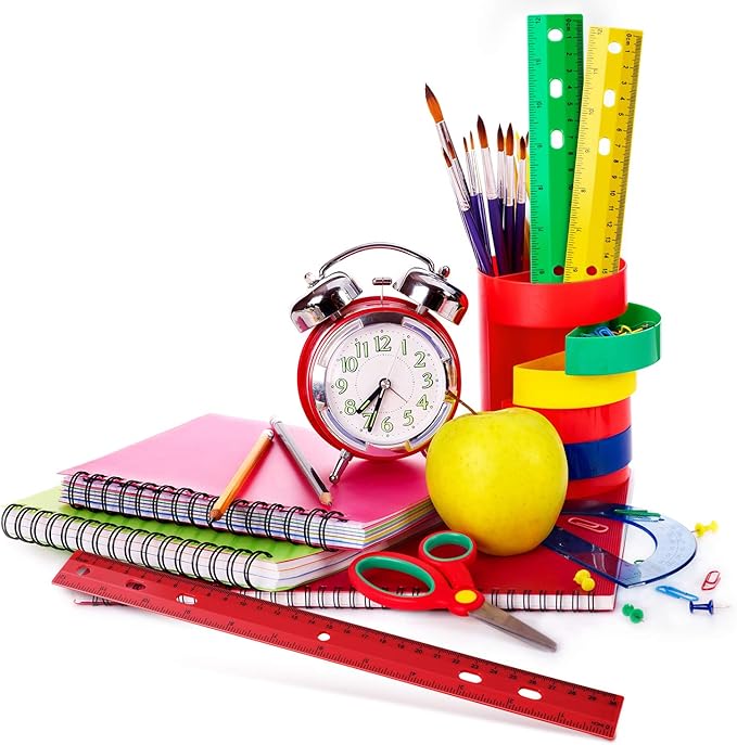 Chuangdi 20 Pieces 12 Inch Rulers Bulk Plastic Colorful Rulers for Kids Student Classroom School Office(6 Hole,Solid Color)-DeskLoop Office