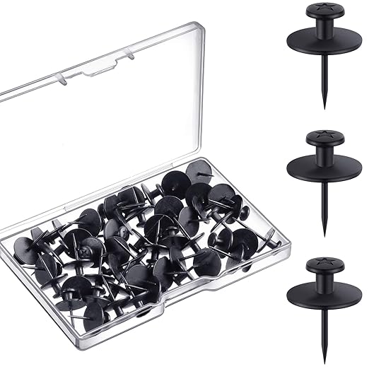 Push Pins Picture Hangers Double Headed Thumb Tacks Wall Hooks for Wall Hangings Picture Hangers Nails Small Photo Hanging Hook Pins for Home Office Photo Decor(Black,25 Pieces)-DeskLoop Office