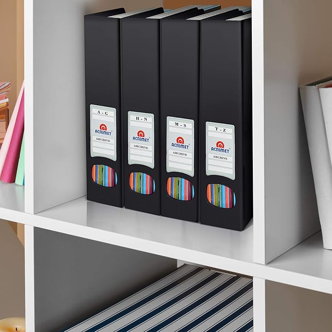 Acrimet Magazine File Holder, Durable Rack, Space-Saving Organizer (Plastic) (Black Color) (2 pack)-DeskLoop Office