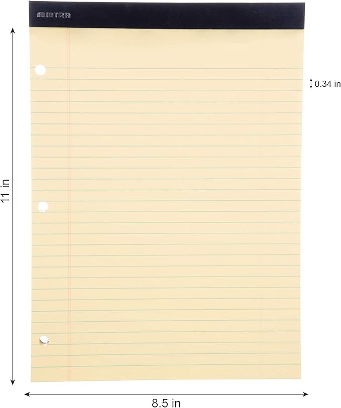 Mintra Office Legal Pads (Double Pad 3pk (Canary), 8.5in x 11in (Wide Ruled))-DeskLoop Office