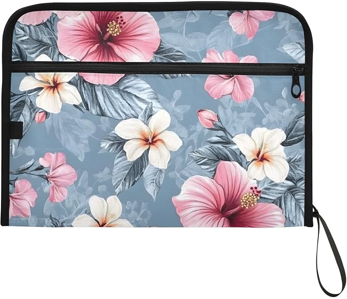 Expanding File Folder Pink Hibiscus Flower Accordion File Organizer 13 Pockets - Image 7