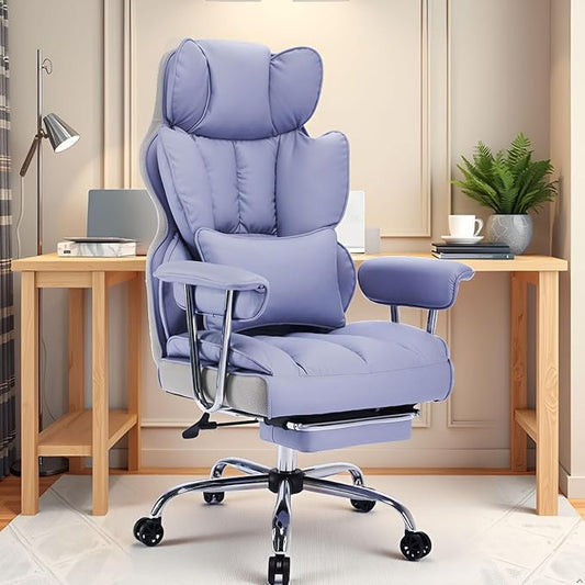 Efomao Big and Tall Office Chair 400LBS, Heavy Duty Executive Office Chair with Foot Rest, Home Office Desk Chairs, Purple Big Tall Computer Chairs-DeskLoop Office