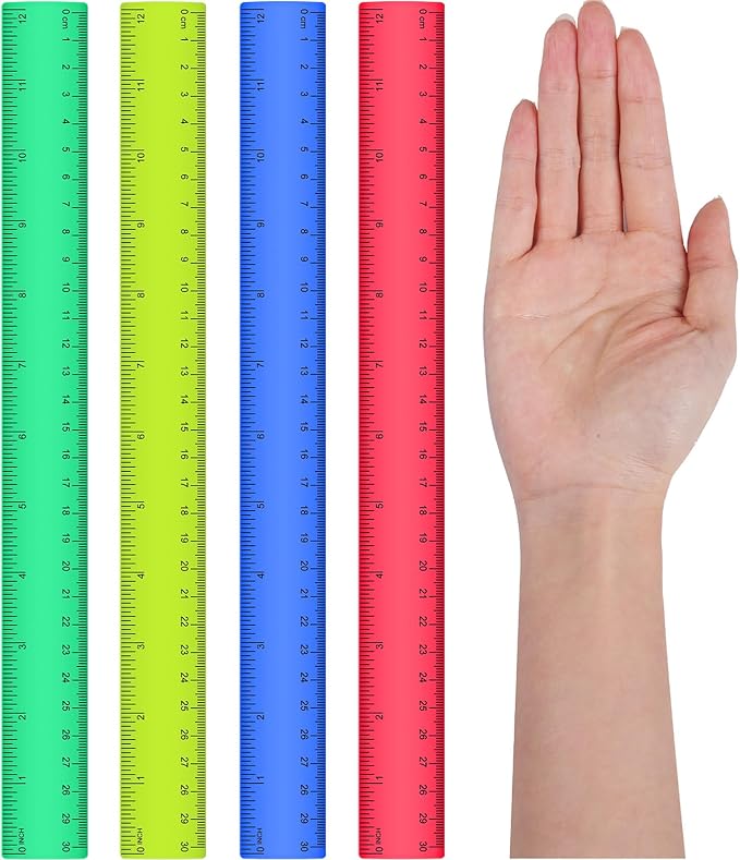 Zonon 6 Pcs 12 Inch Ruler Bulk Colorful Plastic Flexible Straight Metric Rulers with Centimeters and Inches Drafting Measuring Tool for Classroom School Students Education-DeskLoop Office