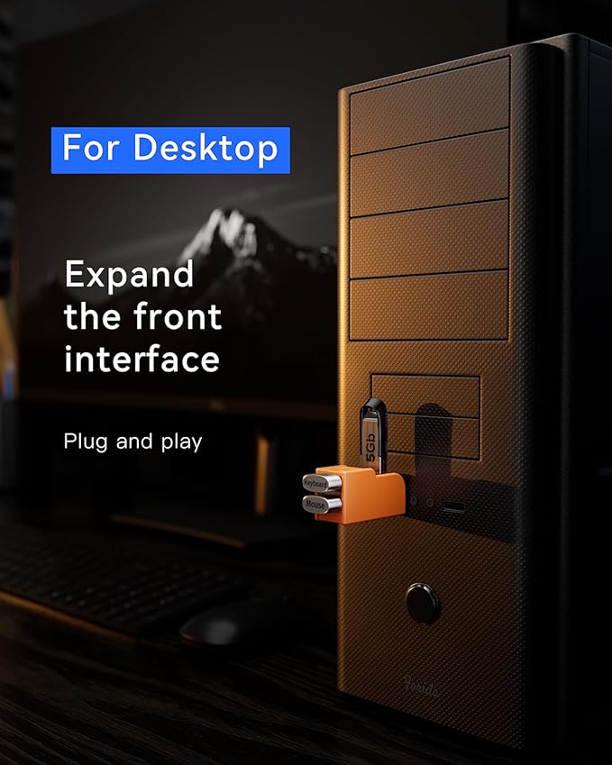FORIDA 3 Ports USB 3.0 Adapter, USB Hub with 1 USB 3.0 and 2 USB 2.0 Ports, Portable USB Port Splitter for Keyboard, Mobile Hard Disk, U Disk, Camera, Mouse, etc (Orange)-DeskLoop Office