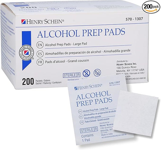 Large Alcohol Prep Pads (200/Box) - 70% Isopropyl Alcohol Wipes, Individually Wrapped - 2 ply, Textured - Skin Prep Alcohols Swabs - Sterile Pads-DeskLoop Office