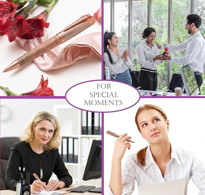 S&R Somit Fancy Pen with Gift Box - Luxury Pen for Women ā Valuable Business, Office, Executive Gift for Family & Friends ā Special Engraving & Led Decorative Box (GOLDEN ROSE)