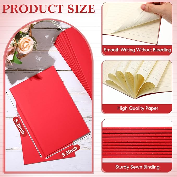 100 Pcs Kraft Notebook Journals 5.5 Inch x 8.3 Inch A5 Softcover Notebooks Bulk for Writing Sketch Office Notepad with 60 Pages 30 Sheets (Multicolor,Lined) (Red,Lined)-DeskLoop Office