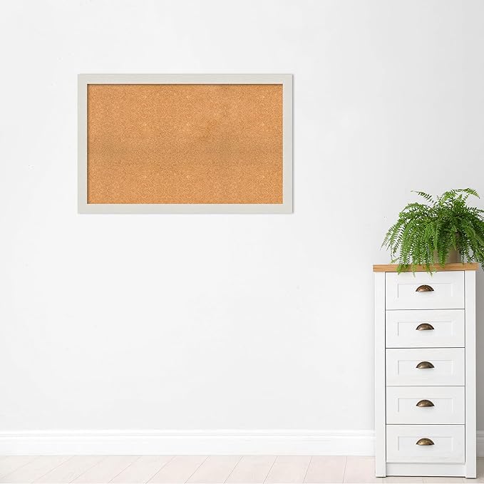 Amanti Art Natural Cork Board for Wall, 29x45 Vision Board with White Frame, Oversize Corkboard Office Decor for Home Organization, Country Rustic Corkboard Pinboard to Display Items for Home-DeskLoop Office