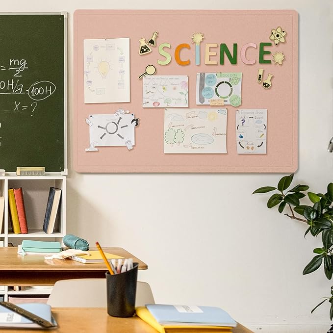 Large Bulletin Board - 48 x 36 Inches, Decorative Felt Pin Board for Wall - 4' x 3' Foldable Photo Display Board with Self-Adhesive Tape,Includes 20 Push Pins - Mauvey Pink-DeskLoop Office