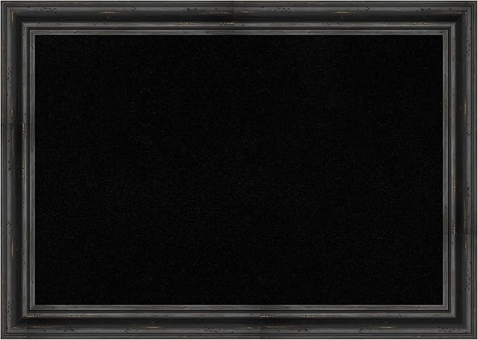 Amanti Art Black Cork Board (41 x 29 in.), Rustic Pine Black Wood Frame - Bulletin Board, Organization Board, Pin Board - Large-DeskLoop Office