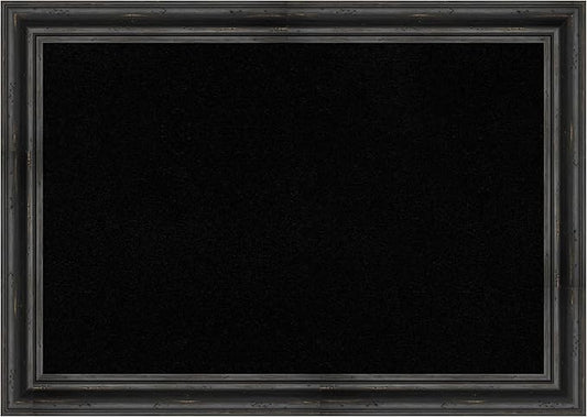 Amanti Art Black Cork Board (41 x 29 in.), Rustic Pine Black Wood Frame - Bulletin Board, Organization Board, Pin Board - Large-DeskLoop Office