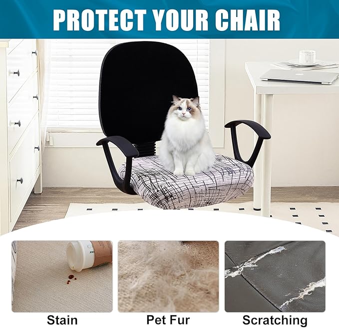 Smiry Printed Office Computer Chair Seat Covers, Stretch Fit Universal Desk Rotating Chair Cover Washable Removable Seat Cushion Protectors - Brown and White-DeskLoop Office