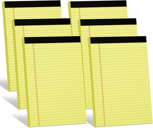 AILZFEI 300 Sheets Light Yellow Legal Pads 8.5 x 11.75 Wide Ruled Paper 6-Pack Note Pad 50 Sheets per Notepad Perforated Writing Pad Durable Sturdy Back 8x11 Pads of Paper-DeskLoop Office