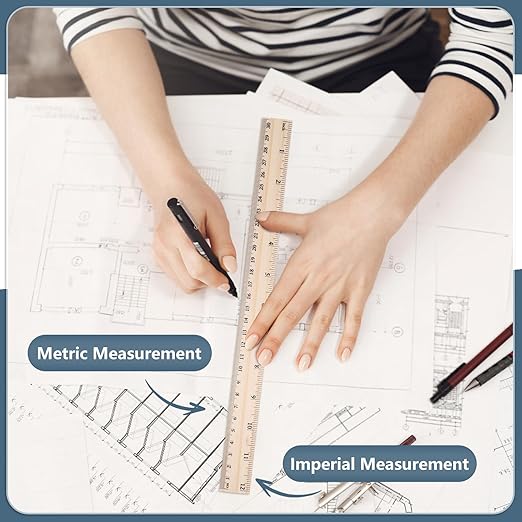 40 Pack Wooden Ruler 12 Inch, Rulers Bulk Wood Measuring Ruler for Students Teachers Classroom,2 Scale-DeskLoop Office