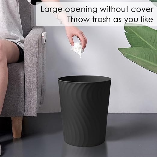 YGJT Small Trash Can, 3 Pack 1.8 Gallons Bathroom Trash Can, Slim Waste Basket, Round Garbage Can, Plastic Trash Bin for Kitchen, Dorm, Bedroom, Office, Living Room, Study, Compact Spaces(Black)-DeskLoop Office