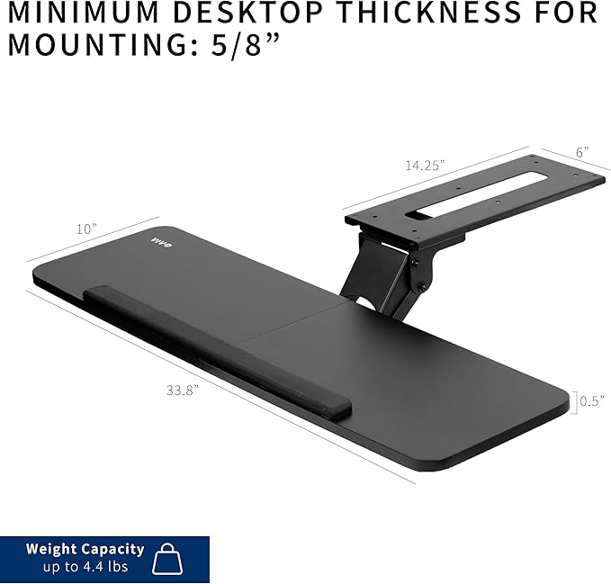 VIVO Adjustable Computer Keyboard and Mouse Platform Tray, 34 x 10 inch Ergonomic Under Table Desk Mount Drawer Underdesk Shelf, Black, MOUNT-KB36B-DeskLoop Office
