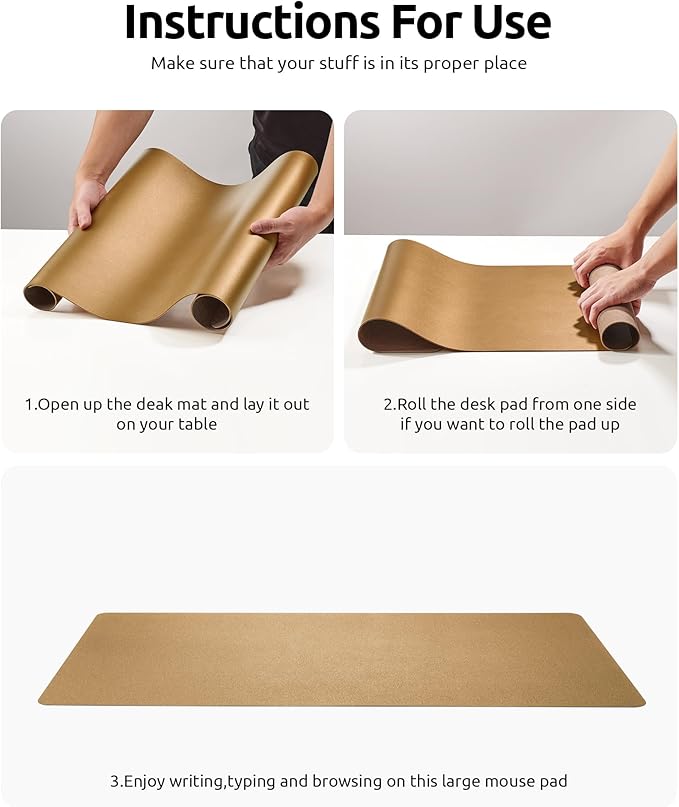 YSAGi Leather Desk Protector, Office Mat, Large Mouse Mat, Non-Slip PU Leather Blotter, Laptop Desk Pad, Waterproof Writing Pad for Office and Home (Bronze, 23.6" x 13.8")-DeskLoop Office