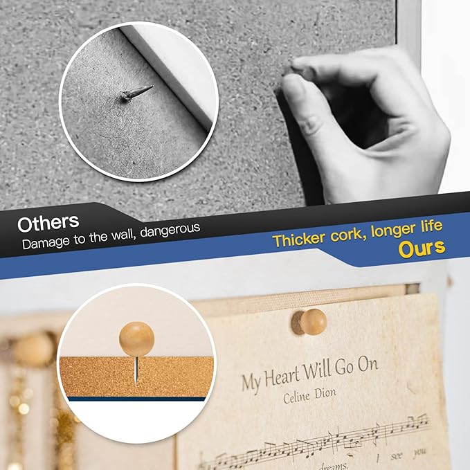 Miratino Cork Board Bulletin Board, 16 "x11 White Linen Cork Boards for Walls with White Frame, Pin Board Vision Board for Home Kitchen School Office Decor-DeskLoop Office