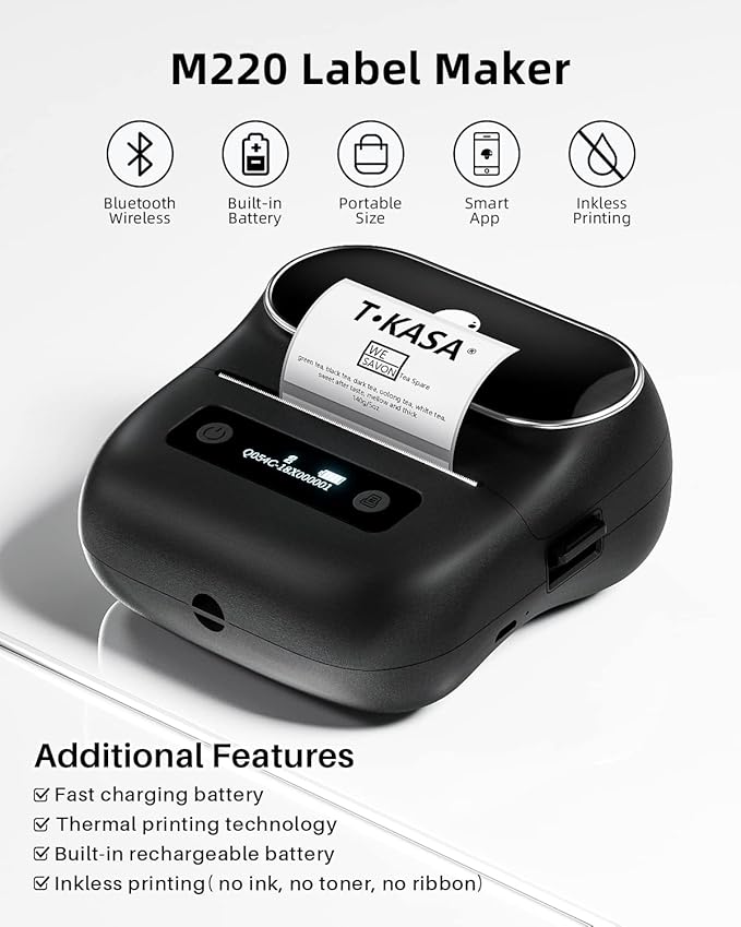 Phomemo M220 Label Makers, 3 Inch Portable Label Maker Machine with 3 Roll Labels, Wireless Thermal Label Printer for Address, Labeling, File Folder Label, Home Organizing-DeskLoop Office