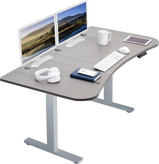 VIVO Electric 63 x 32 in Standing Desk, Memory Height Adjustment, 1B Series, Dark Gray Top Gray Frame, DESK-KIT-1G1G-DeskLoop Office