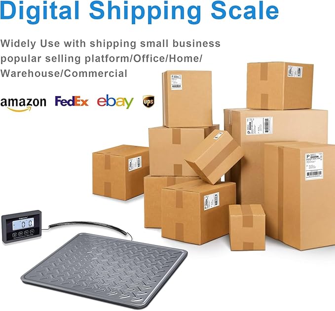 THINKSCALE Shipping Scale, 440lb/1oz Digital Heavy Duty Postal Scale, Strong Steel Platform, Postage Scale with Hold/Tare/LCD Display, Scale for Packages, Luggage Scale, Battery&AC Adapter Included-DeskLoop Office
