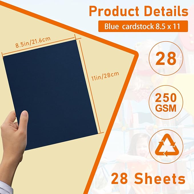 28 Sheets Navy Blue Cardstock 8.5 x 11 Craft Paper, 92lb Premium Paper Card Stock for DIY Cards Making, Wedding Invitations, Festival blessings, Memus, Graduations-DeskLoop Office