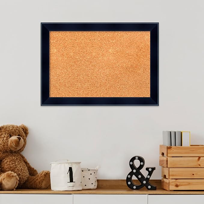 Amanti Art Natural Cork Board for Wall, 14x20 Vision Board with Black Wood Frame, Small Corkboard Office Decor for Home Organization, Modern Corkboard Pinboard to Display Items for Home Organization-DeskLoop Office