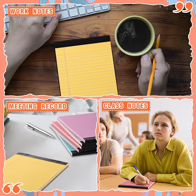 Lincia 12 Pcs 5" x 8" Small Legal Pads Colored Lined Note Pads Narrow Ruled - Image 6