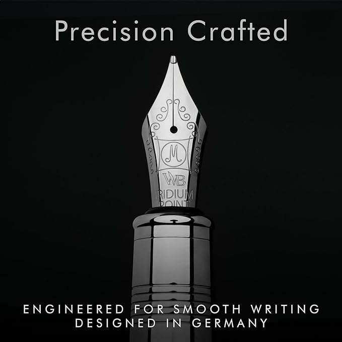 Wordsworth & Black Majesti Fountain Pen-(Silver), Luxury Case, 24K Gold Finish; 18K Gilded Medium Nib- Ink Cartridges, Refillable Ink Converter-Calligraphy Pen-Best Business Gift Set for Men & Women-DeskLoop Office