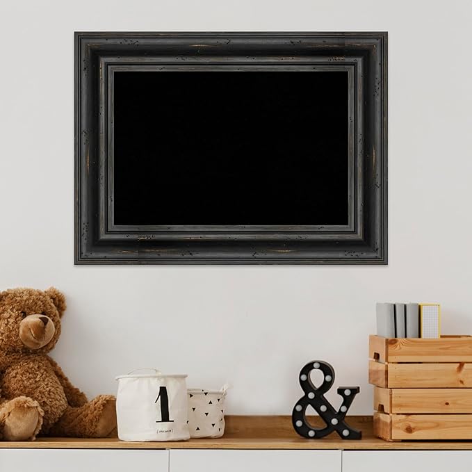 Amanti Art Black Cork Board for Wall, 17x23 Vision Board with Black Wood Frame, Small Corkboard Office Decor for Home Organization, Country Rustic Corkboard Pinboard to Display Items for Home-DeskLoop Office