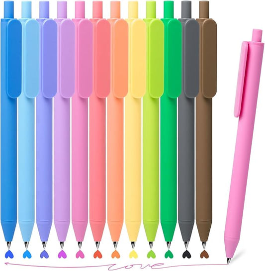 Gel Pens 12 Colors Retractable Quick Dry Ink Pens Fine Point 0.7mm, Smoooth Writing Pens Multicolor for Journaling, Drawing, Doodling, and Note Taking, Multicolor, 12-Count-DeskLoop Office