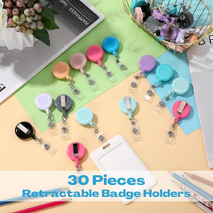 Zonon 30 Pcs Retractable Badge Reel Clips ID Card Holder Reel - Image 7